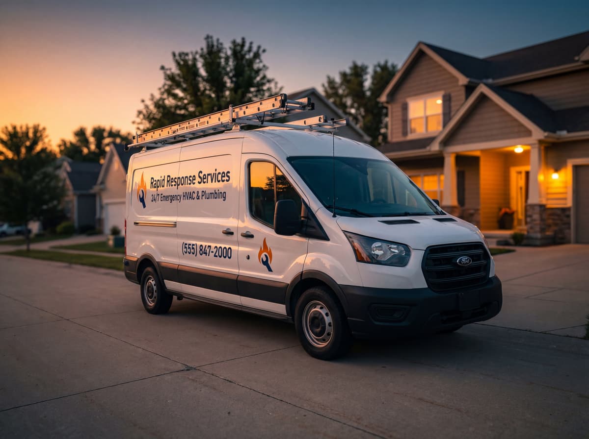 Professional service technician arriving at customer home at golden hour